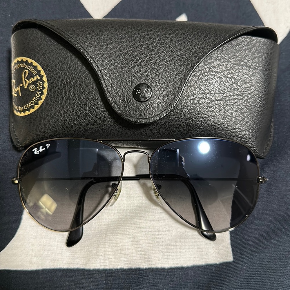 Ray Ban Metal Polarized Large Aviator Sunglasses